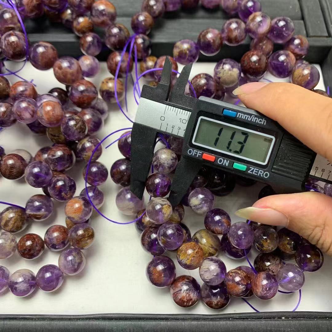 Natural Crystal Bracelet Amethyst Moonstone Green Phantom Quartz Garnet Tourmaline Aquamarine Strawberry Quartz Pink Crystal Purple Titanium