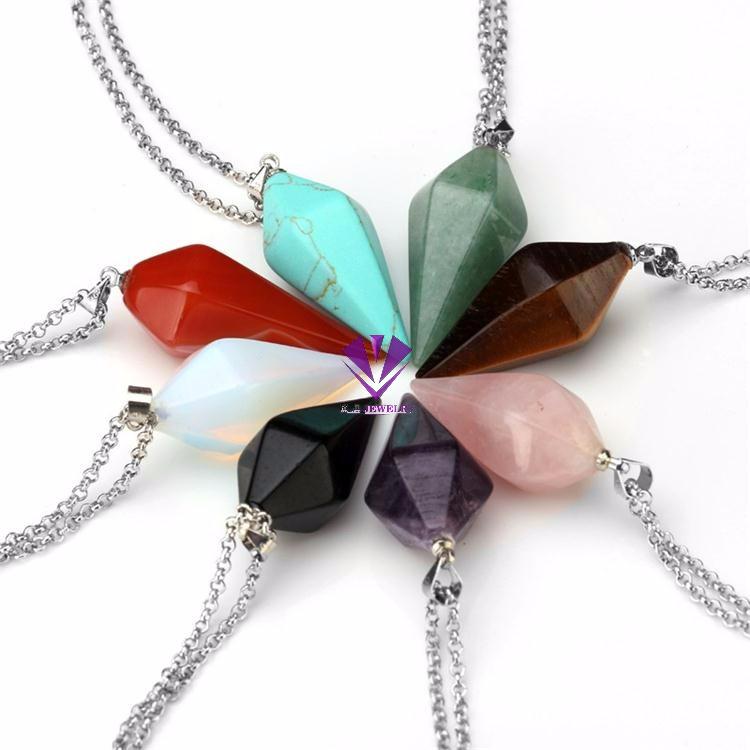 Natural stone pendant, purple crystal, blue gold, agate, gold sand, opal, tiger eye stone.
