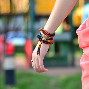 Buddha Beads Bracelet Imitation Sandalwood Prayer Beads Fashion Ornament 108 Colorful Beads Buddhist Ornament Wholesale