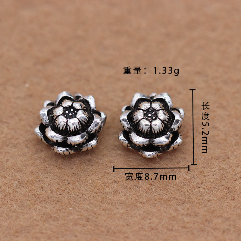 Manufacturers direct genuine S925 Thai anemone beads Diy buddhist beads accessories crystal Thai silver accessories