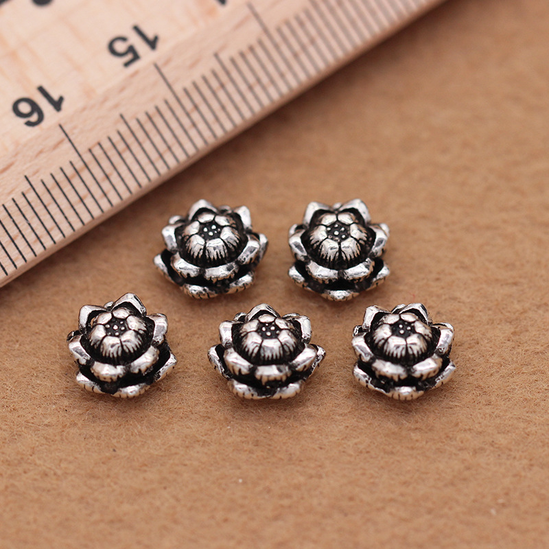 Manufacturers direct genuine S925 Thai anemone beads Diy buddhist beads accessories crystal Thai silver accessories