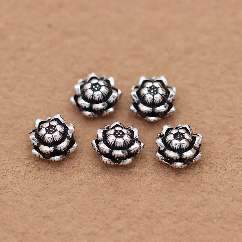 Manufacturers direct genuine S925 Thai anemone beads Diy buddhist beads accessories crystal Thai silver accessories