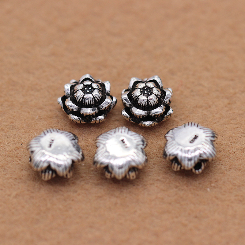 Manufacturers direct genuine S925 Thai anemone beads Diy buddhist beads accessories crystal Thai silver accessories