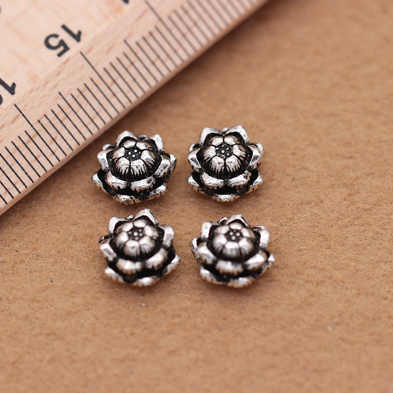 Manufacturers direct genuine S925 Thai anemone beads Diy buddhist beads accessories crystal Thai silver accessories