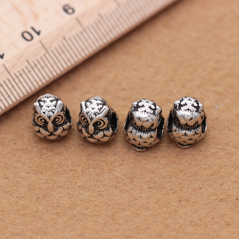 Manufacturers direct &amp; genuine diyS925 owl beads Diy buddhist beads crystal sterling silver accessories