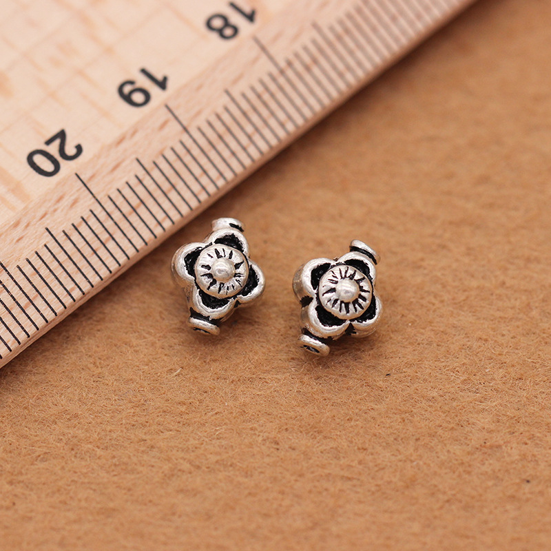 DiyS925 pure silver crystal plum blossom beads DiyS925 Thai silver accessories DIY buddhist beads manufacturers direct sales