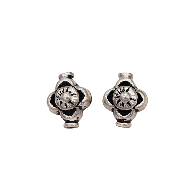 DiyS925 pure silver crystal plum blossom beads DiyS925 Thai silver accessories DIY buddhist beads manufacturers direct sales