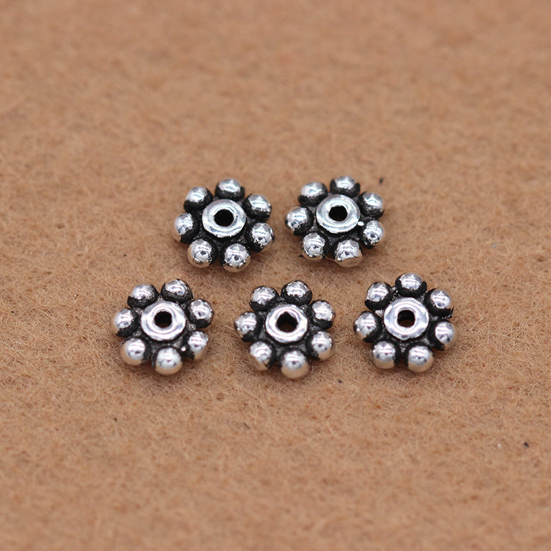 925 pure silver Thai silver beads loose beads vintage buddhist beads crystal partition pieces DIY beads material bracelet accessories