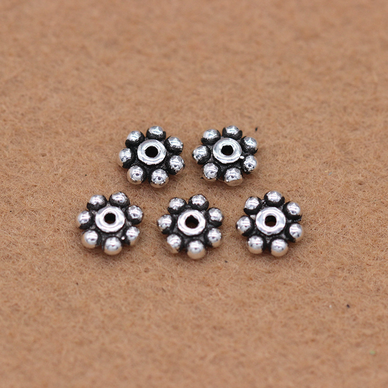 925 pure silver Thai silver beads loose beads vintage buddhist beads crystal partition pieces DIY beads material bracelet accessories