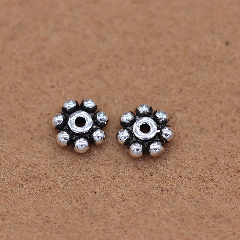 925 pure silver Thai silver beads loose beads vintage buddhist beads crystal partition pieces DIY beads material bracelet accessories