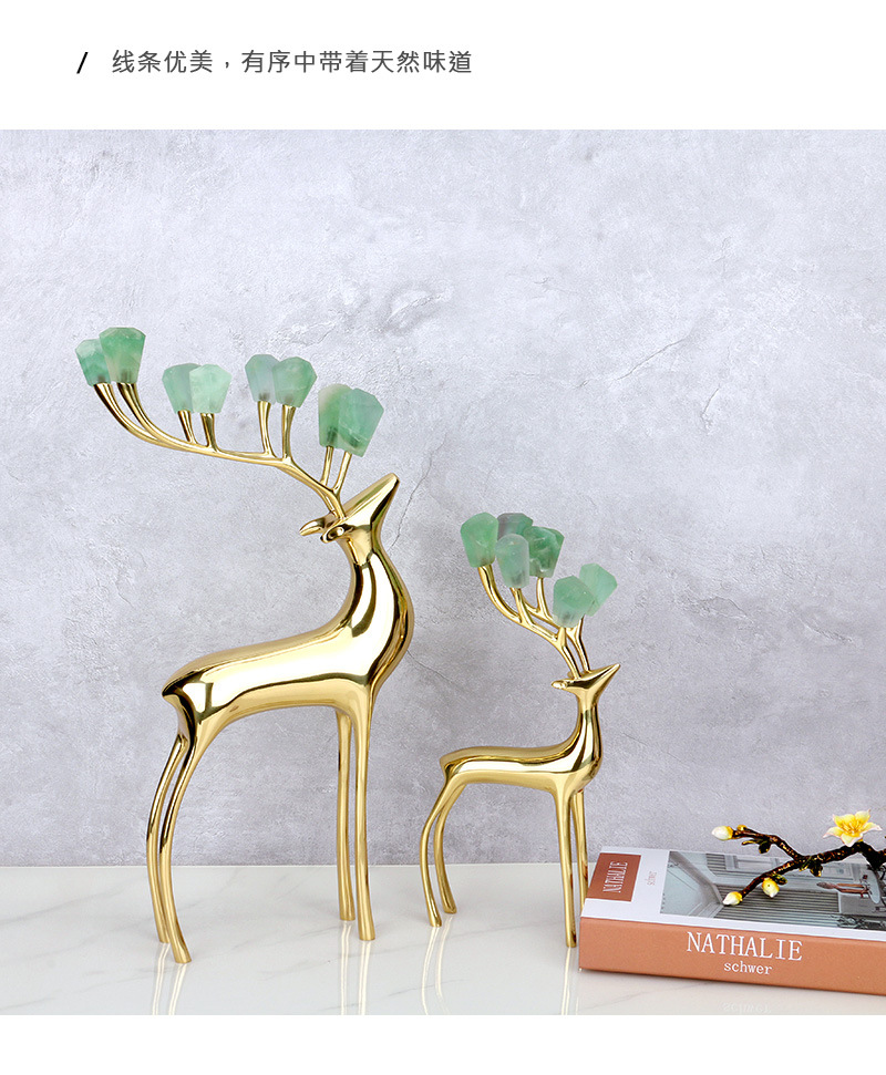 Metal Deer Decoration Amethyst Stone Antlers Model Room TV Cabinet Housewarming Wedding Favors Home Decorations Metal Deer Decoration Amethyst Stone Antlers Model Room TV Cabinet Housewarming Wedding Favors Home Decorations