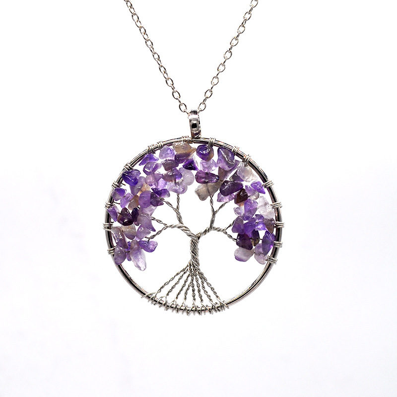 Foreign Trade Natural Gravel Crystal Lucky Tree Colorful Natural Stone Pachira Macrocarpa Necklace Factory Direct Sales Foreign Trade Natural Gravel Crystal Lucky Tree Colorful Natural Stone Pachira Macrocarpa Necklace Factory Direct Sales