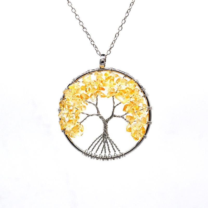 Foreign Trade Natural Gravel Crystal Lucky Tree Colorful Natural Stone Pachira Macrocarpa Necklace Factory Direct Sales Foreign Trade Natural Gravel Crystal Lucky Tree Colorful Natural Stone Pachira Macrocarpa Necklace Factory Direct Sales
