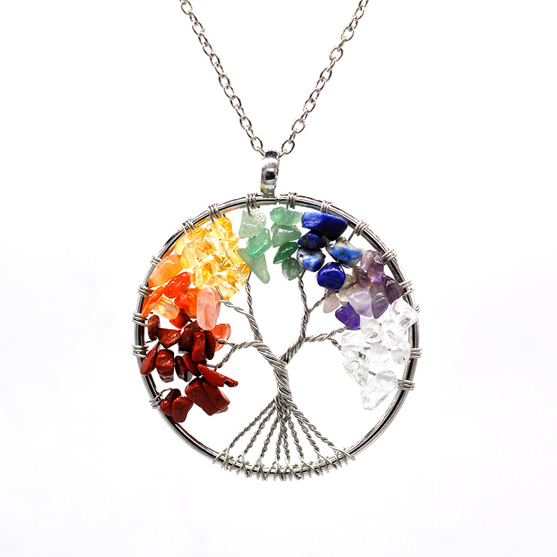 Foreign Trade Natural Gravel Crystal Lucky Tree Colorful Natural Stone Pachira Macrocarpa Necklace Factory Direct Sales Foreign Trade Natural Gravel Crystal Lucky Tree Colorful Natural Stone Pachira Macrocarpa Necklace Factory Direct Sales