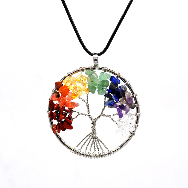 Foreign Trade Natural Gravel Crystal Lucky Tree Colorful Natural Stone Pachira Macrocarpa Necklace Factory Direct Sales Foreign Trade Natural Gravel Crystal Lucky Tree Colorful Natural Stone Pachira Macrocarpa Necklace Factory Direct Sales