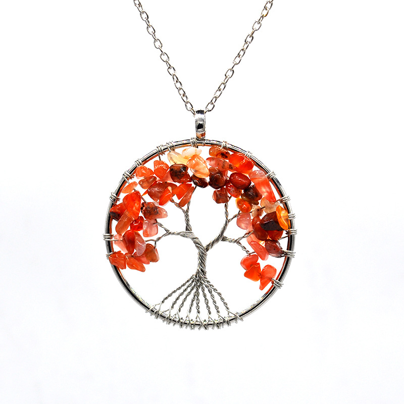 Foreign Trade Natural Gravel Crystal Lucky Tree Colorful Natural Stone Pachira Macrocarpa Necklace Factory Direct Sales Foreign Trade Natural Gravel Crystal Lucky Tree Colorful Natural Stone Pachira Macrocarpa Necklace Factory Direct Sales