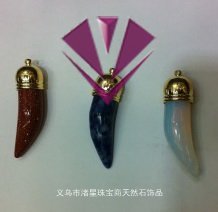 Natural agate stone Amethyst opal pendant jewelry gold sand blue sand