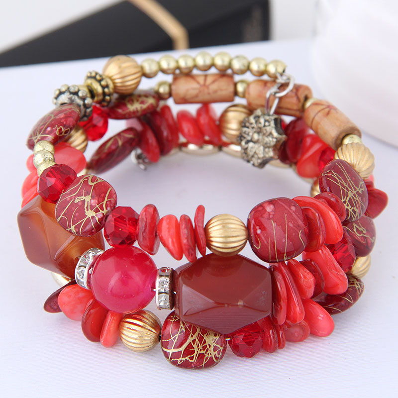 Factory Direct Sales European and American Exaggerated Bracelet Retro Crystal Stone Turquoise Agate Bead Multi-Layer Winding Bracelets Women Factory Direct Sales European and American Exaggerated Bracelet Retro Crystal Stone Turquoise Agate Bead Multi-Layer Winding Bracelets Women