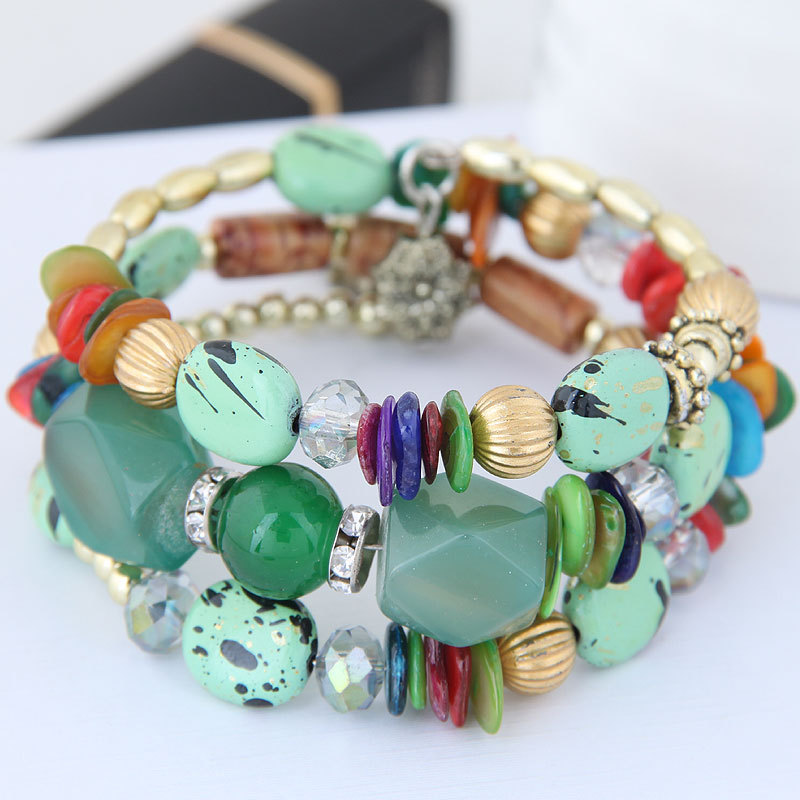 Factory Direct Sales European and American Exaggerated Bracelet Retro Crystal Stone Turquoise Agate Bead Multi-Layer Winding Bracelets Women Factory Direct Sales European and American Exaggerated Bracelet Retro Crystal Stone Turquoise Agate Bead Multi-Layer Winding Bracelets Women