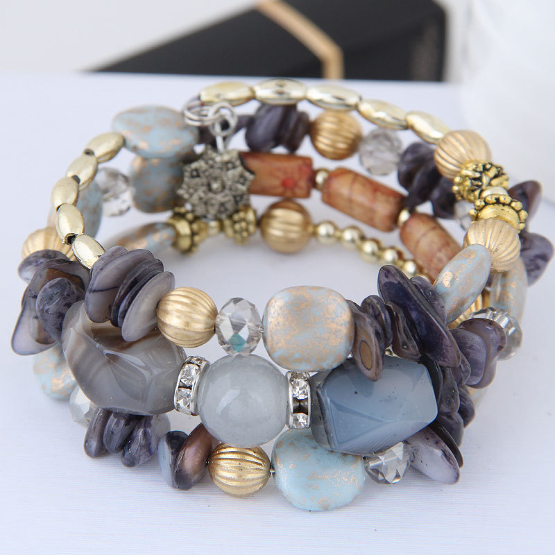 Factory Direct Sales European and American Exaggerated Bracelet Retro Crystal Stone Turquoise Agate Bead Multi-Layer Winding Bracelets Women Factory Direct Sales European and American Exaggerated Bracelet Retro Crystal Stone Turquoise Agate Bead Multi-Layer Winding Bracelets Women