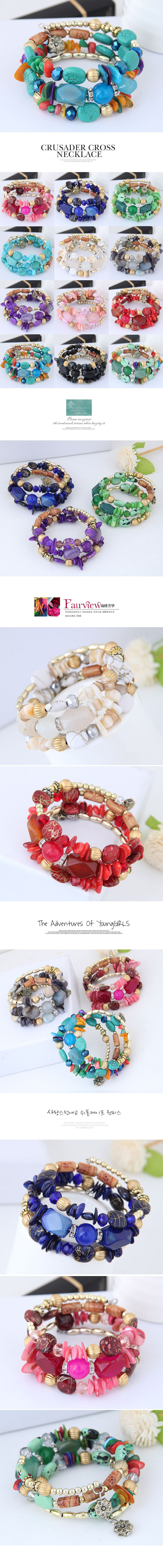 Factory Direct Sales European and American Exaggerated Bracelet Retro Crystal Stone Turquoise Agate Bead Multi-Layer Winding Bracelets Women Factory Direct Sales European and American Exaggerated Bracelet Retro Crystal Stone Turquoise Agate Bead Multi-Layer Winding Bracelets Women