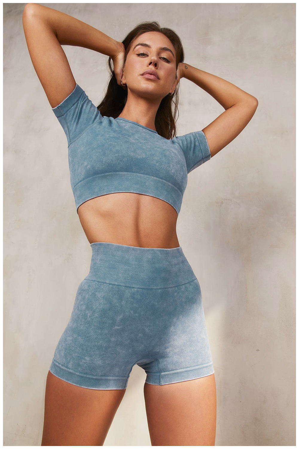 European and American Ins Yoga Suit Stone Washed Imitation Denim Yoga Bra Set High Waist Workout Seamless Yoga Suit for Women European and American Ins Yoga Suit Stone Washed Imitation Denim Yoga Bra Set High Waist Workout Seamless Yoga Suit for Women