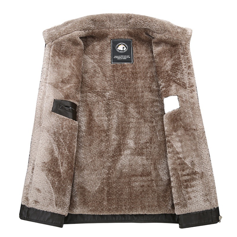 Products in Stock New Middle-Aged and Elderly Men&#039;s Leather Coat Stone Washed Business Gentleman Casual Polo Collar Fur One Men&#039;s Wear for Dad