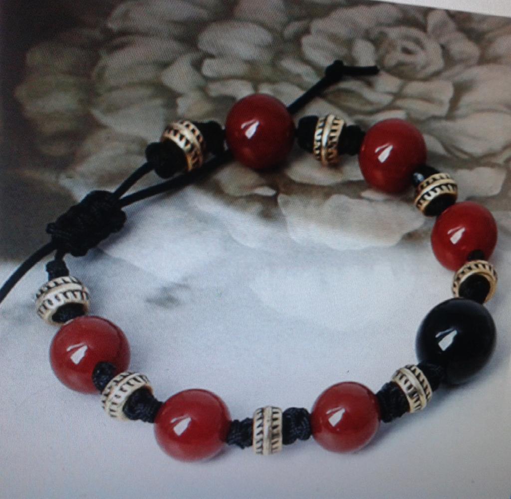 Natural stone jewelry red agate 8mm round bead with gold bracelet