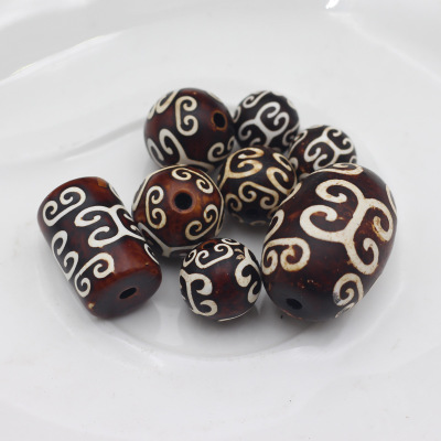 Agate Ripple round Bead Mix Bead Barrel Beads Vintage Agate Ripple Tibet Beads Bracelet Beads Accessories Pot Cover Knob Waist Bead