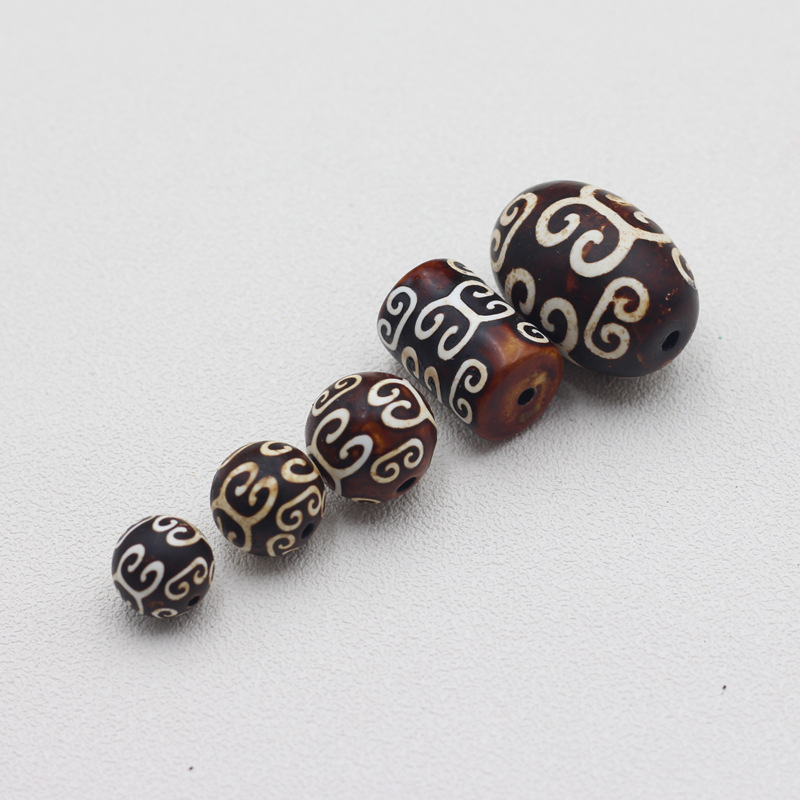 Agate Ripple round Bead Mix Bead Barrel Beads Vintage Agate Ripple Tibet Beads Bracelet Beads Accessories Pot Cover Knob Waist Bead