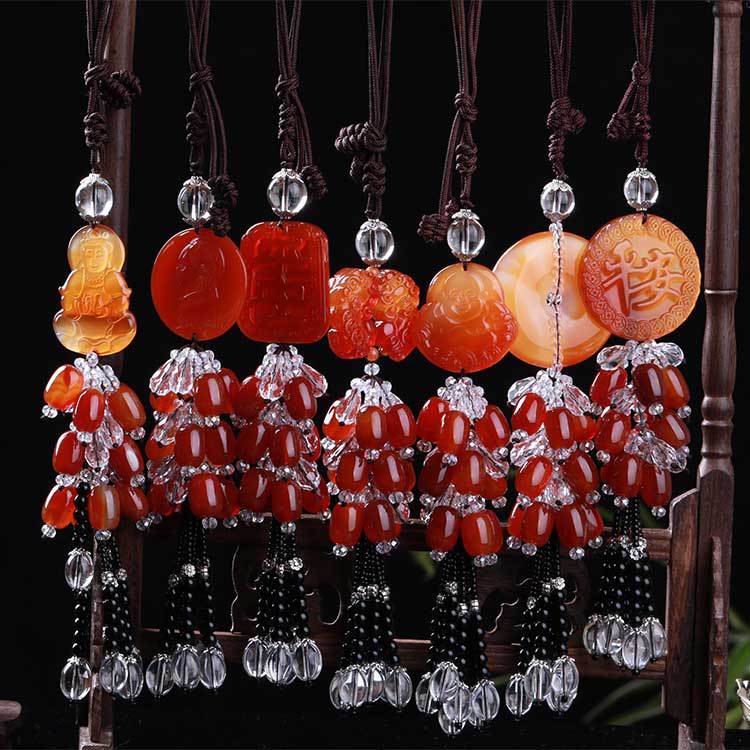 High-grade agate chalcedony auto pendant wholesale carbamide safety buckle car hanging