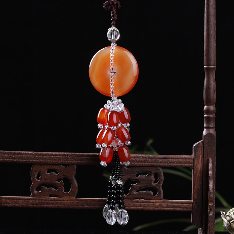 High-grade agate chalcedony auto pendant wholesale carbamide safety buckle car hanging