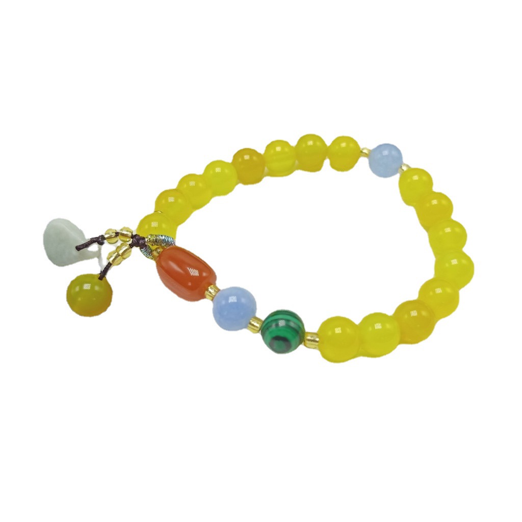 INS Style Simple Yellow Agate with Burma Jade Small Water Drop Bracelet Ladies Girlfriends Cute Bracelet Live Ornament