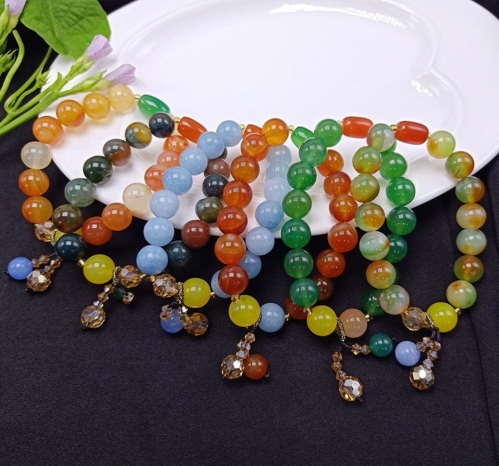 10mm Peacock Agate Bracelet Female Red Agate Bracelet Jewelry Hand Jewelry Girlfriend Gifts Online Live Supply