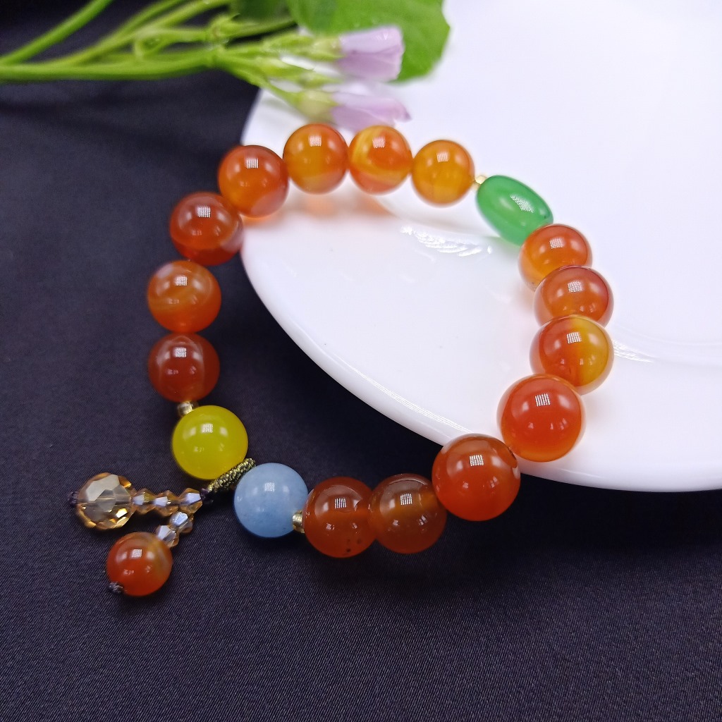 10mm Peacock Agate Bracelet Female Red Agate Bracelet Jewelry Hand Jewelry Girlfriend Gifts Online Live Supply