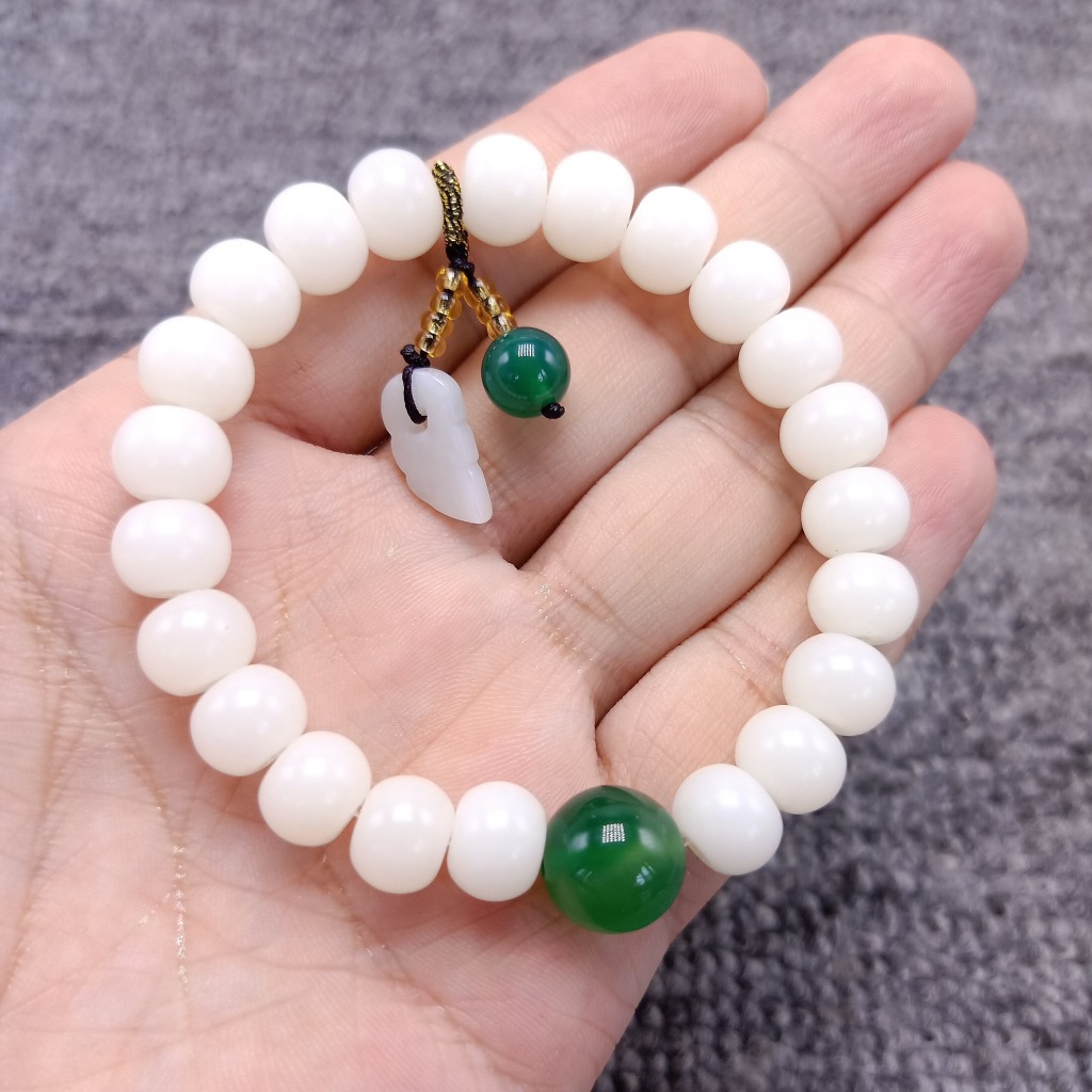 New White Jade Bodhi Root Single-Wrap Bracelet Bodhi Seed with Red Agate Bracelet Wholesale Webcast Supply Wholesale