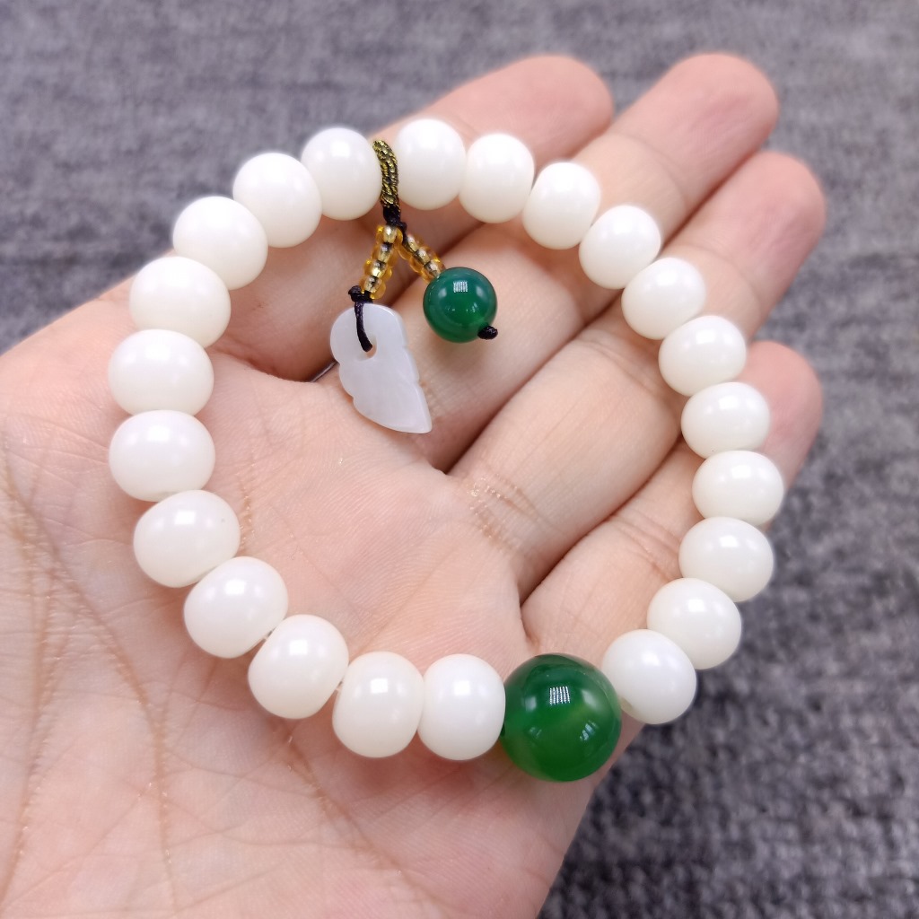 New White Jade Bodhi Root Single-Wrap Bracelet Bodhi Seed with Red Agate Bracelet Wholesale Webcast Supply Wholesale
