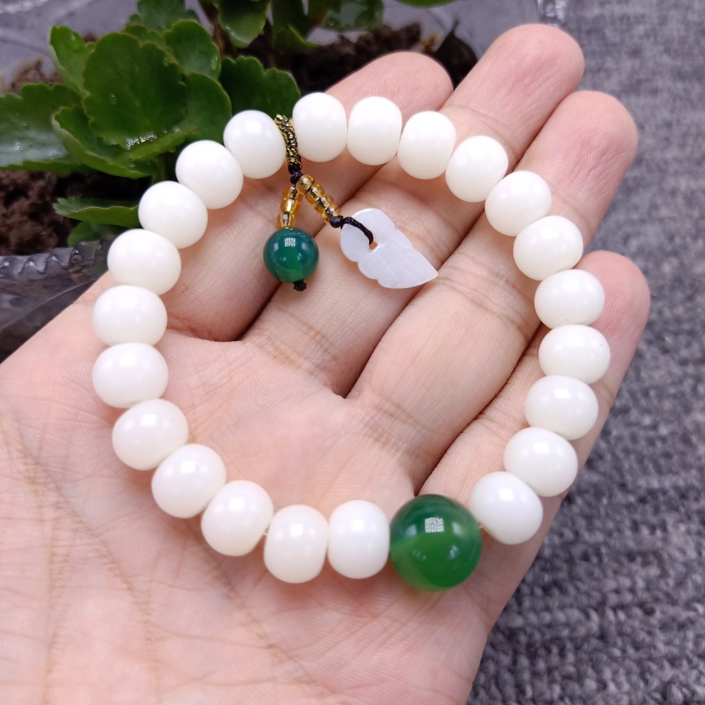 New White Jade Bodhi Root Single-Wrap Bracelet Bodhi Seed with Red Agate Bracelet Wholesale Webcast Supply Wholesale