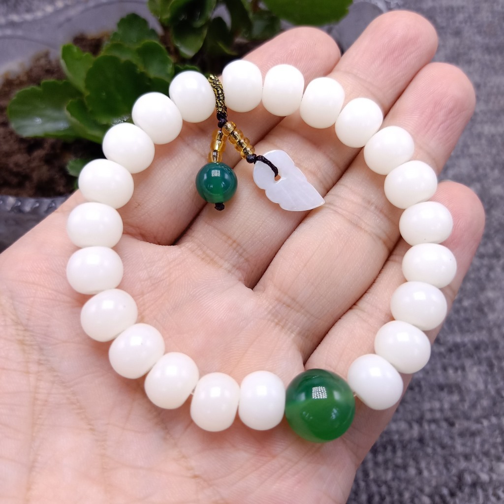 New White Jade Bodhi Root Single-Wrap Bracelet Bodhi Seed with Red Agate Bracelet Wholesale Webcast Supply Wholesale