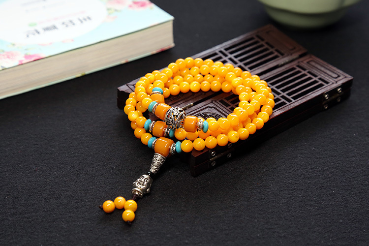 Natural agate bracelet female multi-circle crystal string beeswax Buddha head Tibet silver accessories