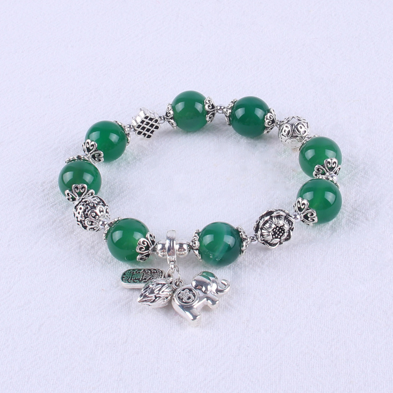 2021 New Ethnic Style Agate Elephant Simple Flowers Retro Women's Bracelet Suitable for Live Broadcast Kuaishou Supply Wholesale
