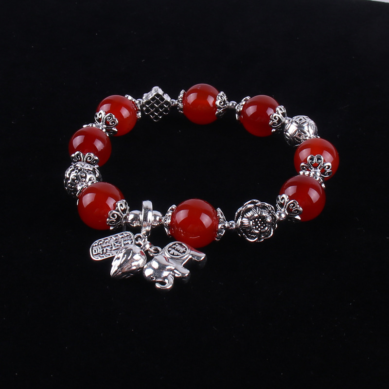 2021 New Ethnic Style Agate Elephant Simple Flowers Retro Women's Bracelet Suitable for Live Broadcast Kuaishou Supply Wholesale
