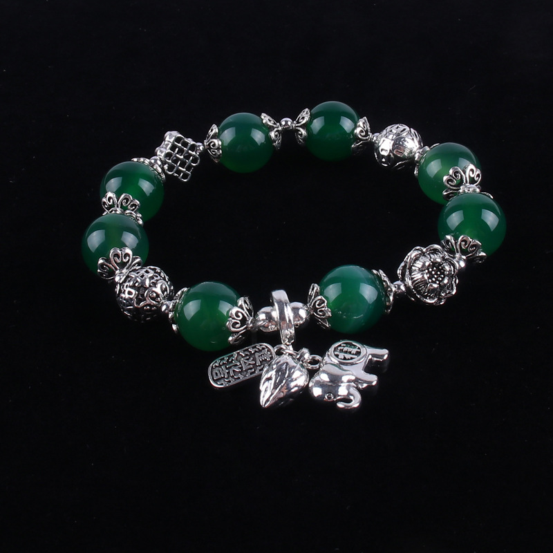 2021 New Ethnic Style Agate Elephant Simple Flowers Retro Women's Bracelet Suitable for Live Broadcast Kuaishou Supply Wholesale