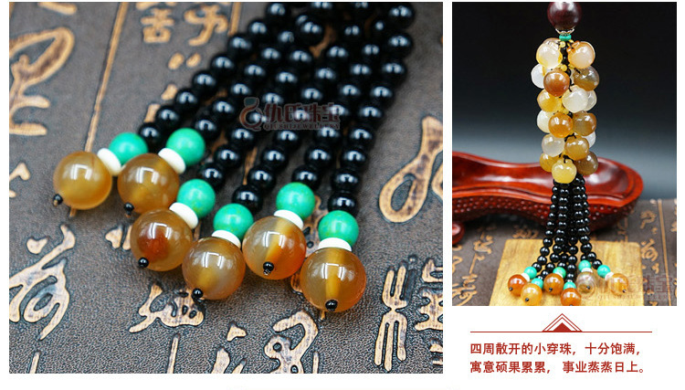 Hanging gourd magnolia water drop Natural agate chalcedony car pendant to protect safe car hanging gourd magnolia water drop