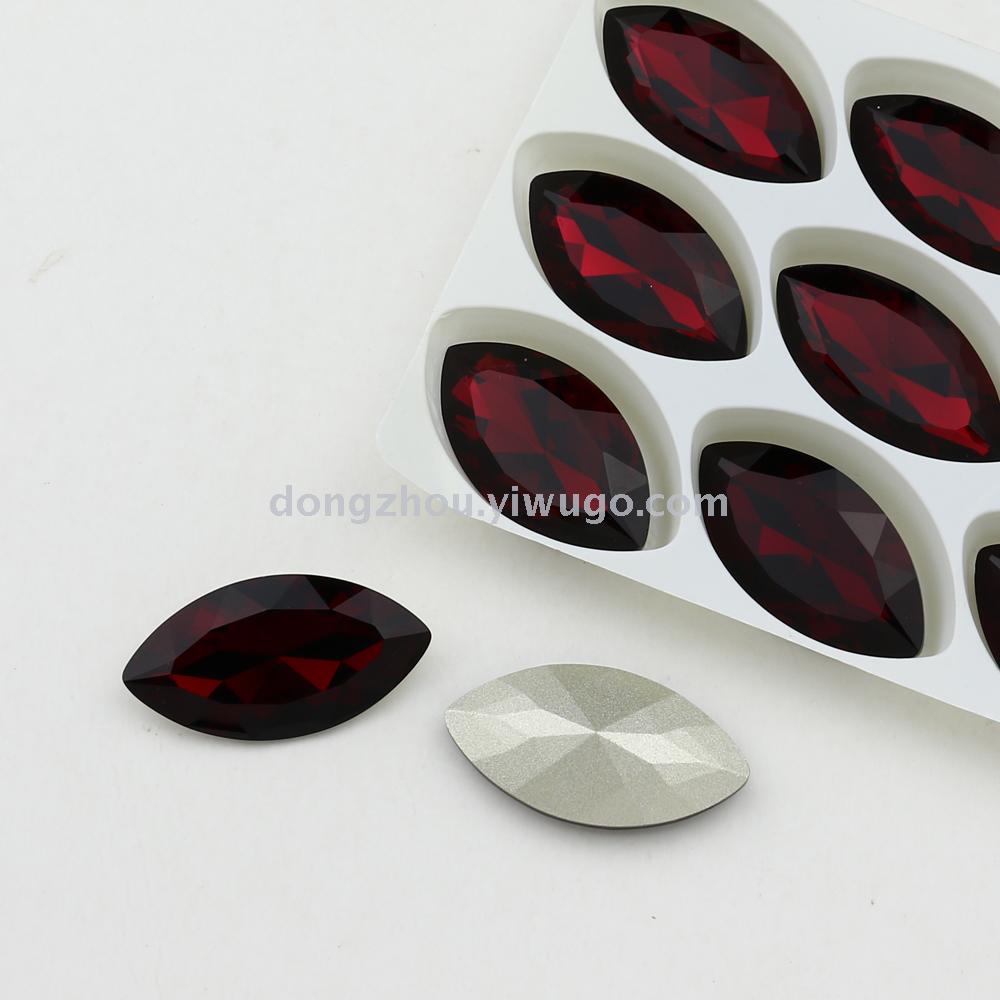 Deep pink horse eye-tip shaped diamond crystal flower jewelry accessories shoe - bag accessories