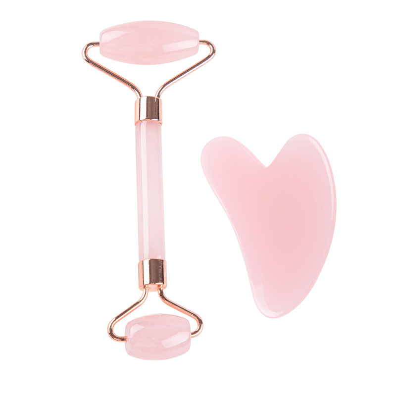 Factory Direct Supply Cross-Border Facial Eye Ball Massage Stick Non-Natural Pink Crystal Jade Roller Beauty Massager