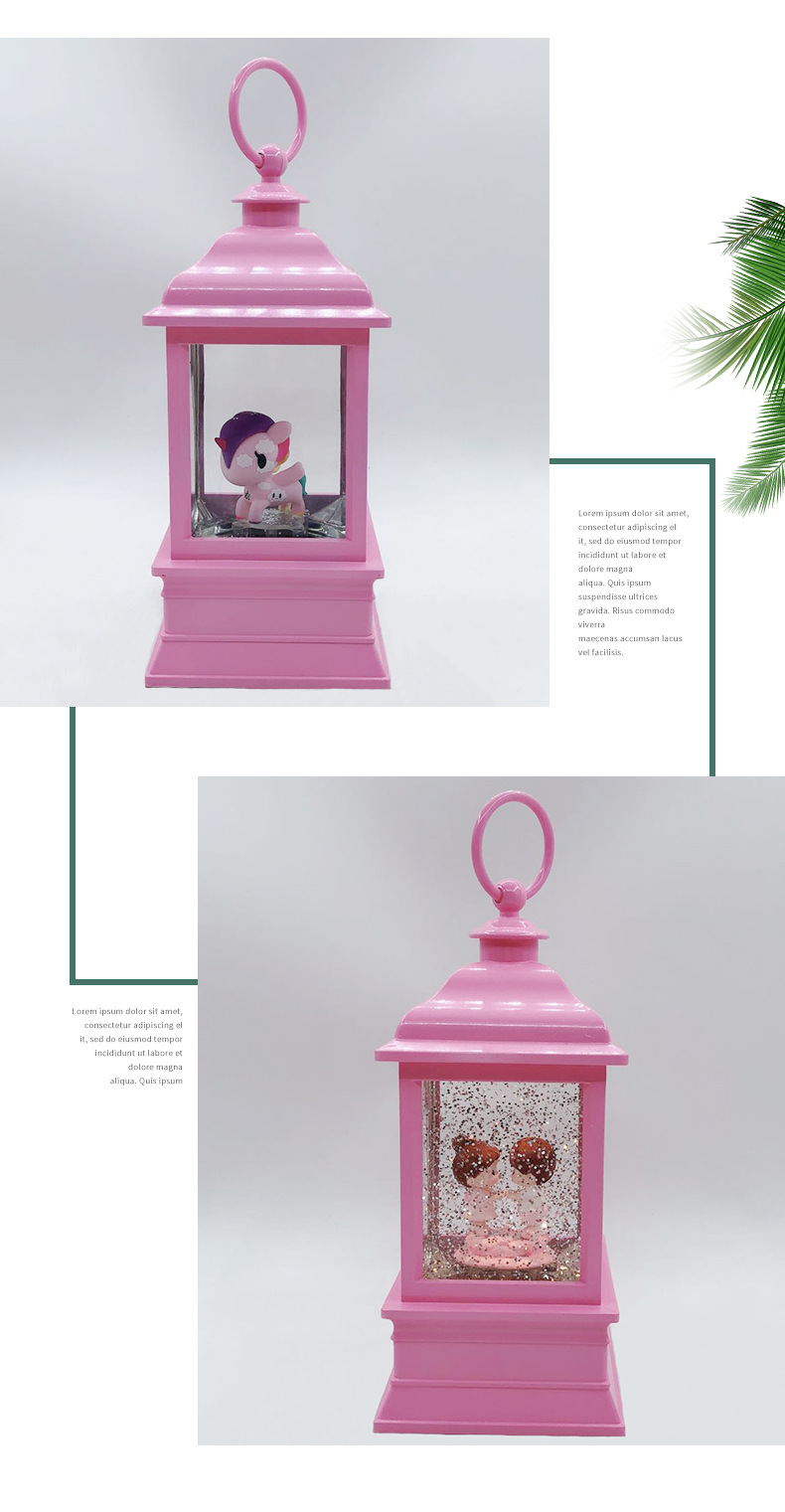 Cartoon Couple Villain Pink Unicorn Portable Water Storm Lantern Snowflake Crystal Lamp Valentine's Day Gift Decoration Cartoon Couple Villain Pink Unicorn Portable Water Storm Lantern Snowflake Crystal Lamp Valentine's Day Gift Decoration