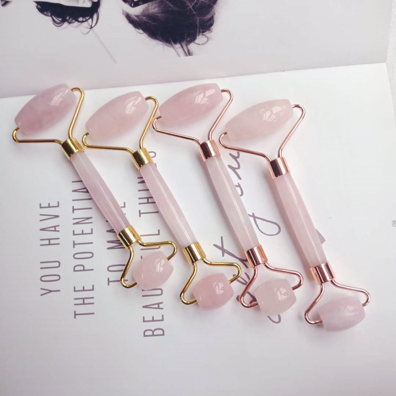 Hot Selling Jade Roller Pink Crystal Massager Facial Face Eye Beauty Massage Stick Cross-Border Direct Selling Supply Wholesale