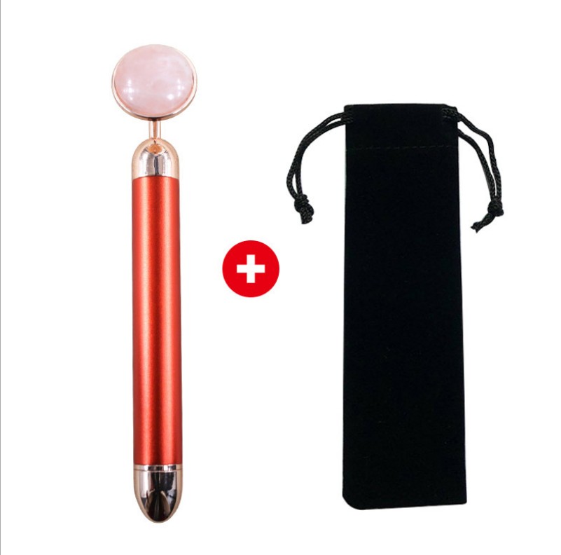 Gold Stick Natural Pink Crystal Jade Lifting Shrink Pores Facial Electric Beauty Bar Massager Beauty Instrument in Stock