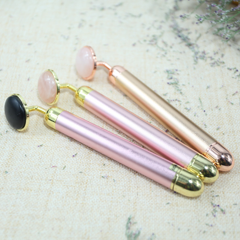 Gold Stick Natural Pink Crystal Jade Lifting Shrink Pores Facial Electric Beauty Bar Massager Beauty Instrument in Stock Gold Stick Natural Pink Crystal Jade Lifting Shrink Pores Facial Electric Beauty Bar Massager Beauty Instrument in Stock
